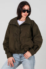 Korte Trenchcoat Met Plooidetail En Drukknopen — Khaki