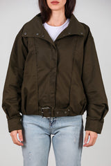 Korte Trenchcoat Met Plooidetail En Drukknopen — Khaki