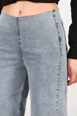 Jeans Met Elastische Taille, Wijd Model – Blauw
