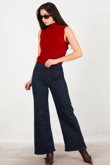 Weit Geschnittene Jeans Mit Elastischem Bund — Marineblau