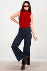 Weit Geschnittene Jeans Mit Elastischem Bund — Marineblau