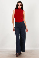 Weit Geschnittene Jeans Mit Elastischem Bund — Marineblau