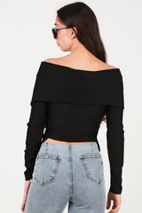 Blouse Met Sjaalkraag En Accessoire - Detail — Zwart