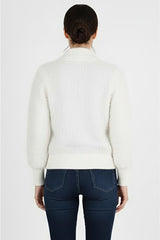 Gebreid Vest Met Franjes En Ritssluiting — Ecru