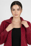Gebreid Vest Met Franjes En Ritssluiting — Bordeaux
