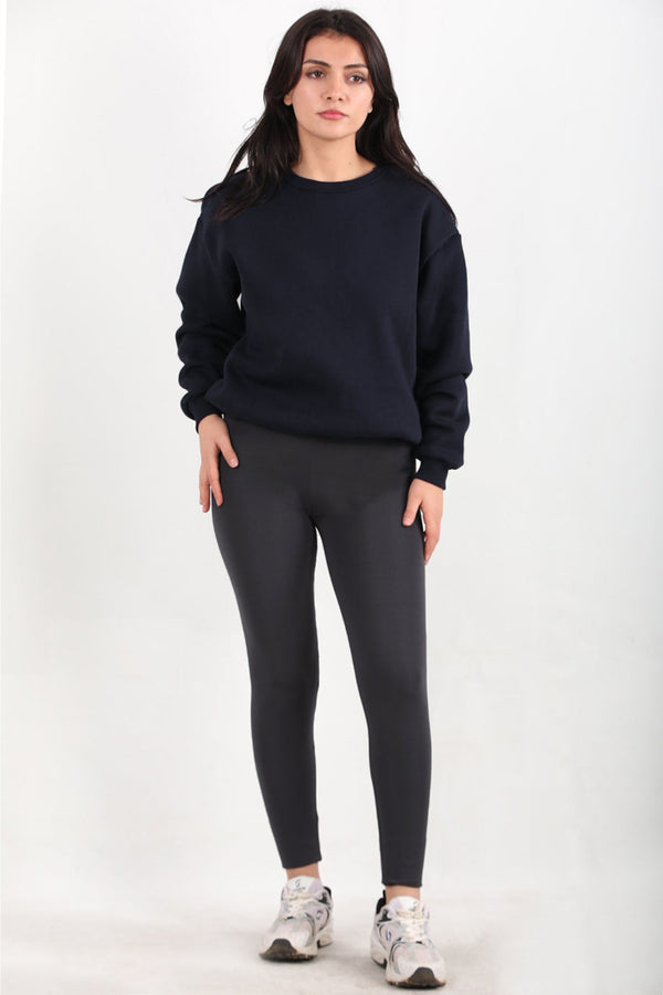 High‑Waist Brushed‑Back Leggings — Black