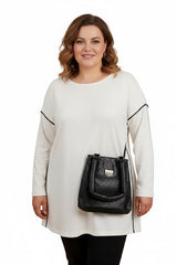 Blouse Met Zakdetail — Ecru (Grote Maten)