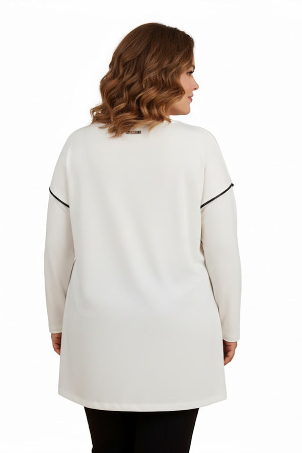 Blouse Met Zakdetail — Ecru (Grote Maten)