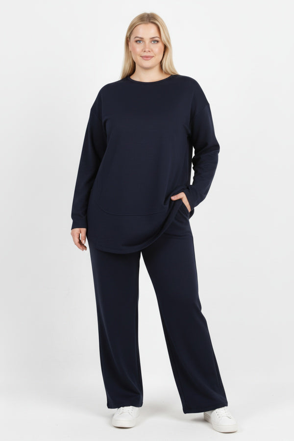 Tweedelig Set Met Inzetdetail – Grote Maten – Marineblauw