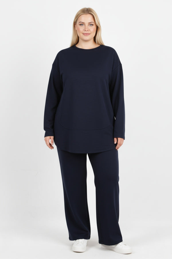 Tweedelig Set Met Inzetdetail – Grote Maten – Marineblauw