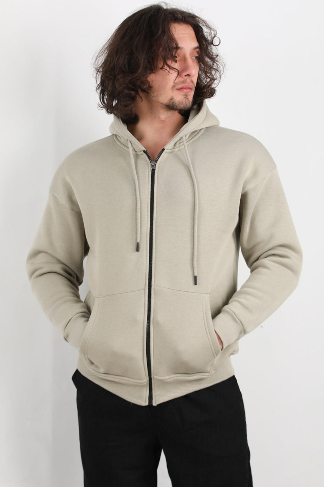 Herenjack Met Capuchon En Ritssluiting — Khaki
