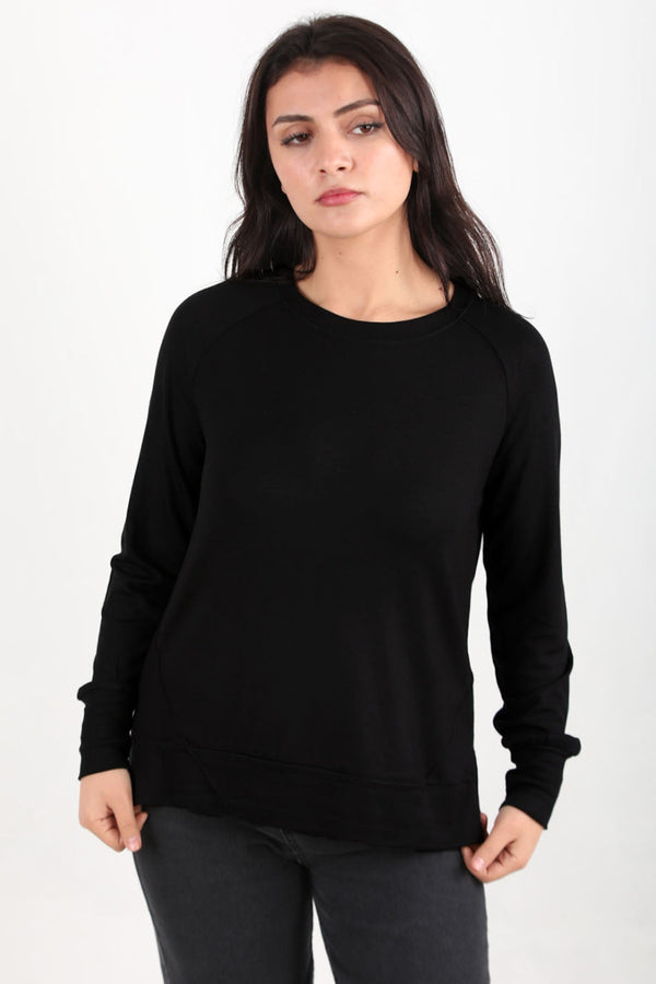 Damesblouse Met Ronde Hals In Çilek‑Stof — Zwart