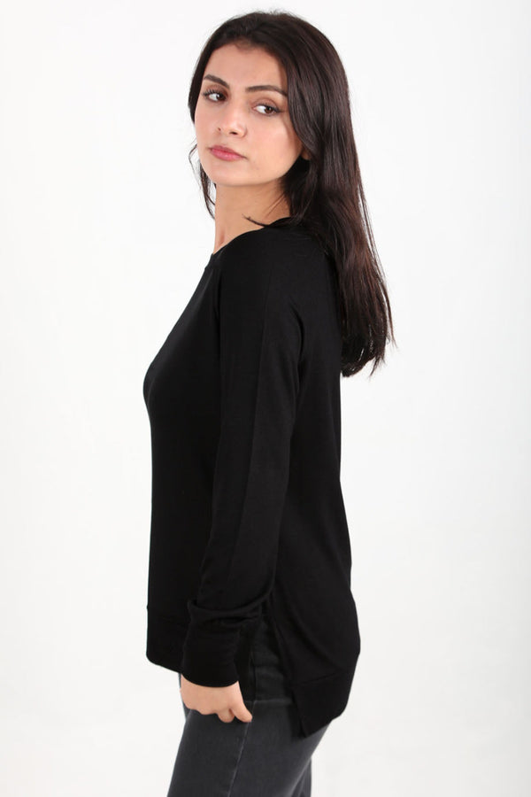 Damesblouse Met Ronde Hals In Çilek‑Stof — Zwart