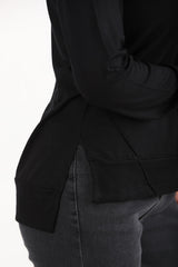 Damesblouse Met Ronde Hals In Çilek‑Stof — Zwart