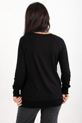 Damesblouse Met Ronde Hals In Çilek‑Stof — Zwart