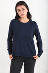 Ronde - Hals Blouse In Strawberry - Stof — Donkerblauw