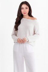 Boat - Neck Fine Knit Top — Stone