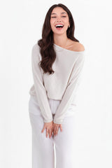 Boat - Neck Fine Knit Top — Stone