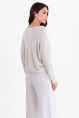 Boat - Neck Fine Knit Top — Stone