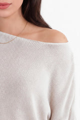 Boat - Neck Fine Knit Top — Stone