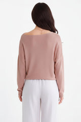 Top En Maille Fine À Encolure Bateau — Rose