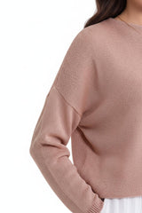Top En Maille Fine À Encolure Bateau — Rose
