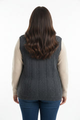 Plus - Size Gebreid Gilet — Antraciet