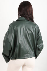 Leren Jas Met Tailleceintuur, Smaragd