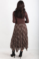 Asymmetrische Geruite Rok – Bruin