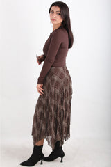 Asymmetrische Geruite Rok – Bruin
