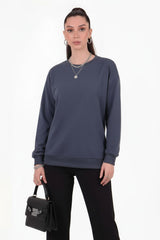 Antraciet Sweater Met Ronde Hals