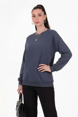 Antraciet Sweater Met Ronde Hals