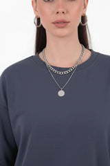 Antraciet Sweater Met Ronde Hals