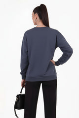 Antraciet Sweater Met Ronde Hals