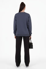 Antraciet Sweater Met Ronde Hals