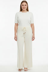 Gebreide Broek Met Çima - Detail — Crème