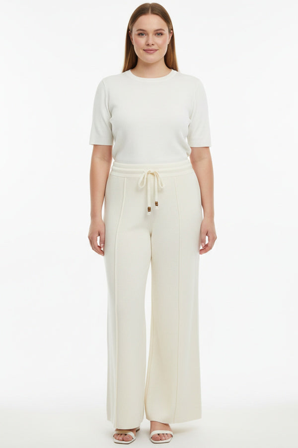 Gebreide Broek Met Çima - Detail — Crème