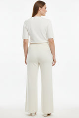 Gebreide Broek Met Çima - Detail — Crème