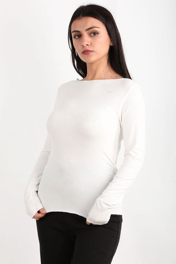 Boothalsbody Met Geraffte Zijkanten – Offwhite