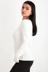Boothalsbody Met Geraffte Zijkanten – Offwhite