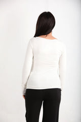 Boothalsbody Met Geraffte Zijkanten – Offwhite