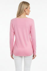 Body Met Geplooide Zijkanten En Boothals – Roze