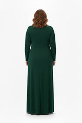 Abendkleid Mit Langen Ärmeln Und Taillendetail — Grün
