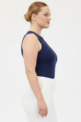Mouwloos Bodytop Met Ronde Hals – Marineblauw