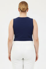 Mouwloos Bodytop Met Ronde Hals – Marineblauw