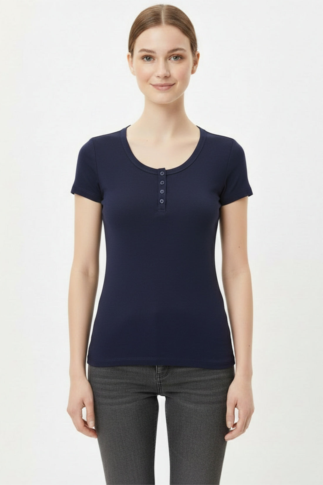 Body Mit Knopfleiste – Marineblau
