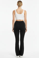 Leggings Mit Hohem Bund, Ausgestelltem Bein Und Schlitz – Schwarz