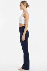 Legging Met Hoge Taille, Uitlopende Pijpen En Split — Marineblauw