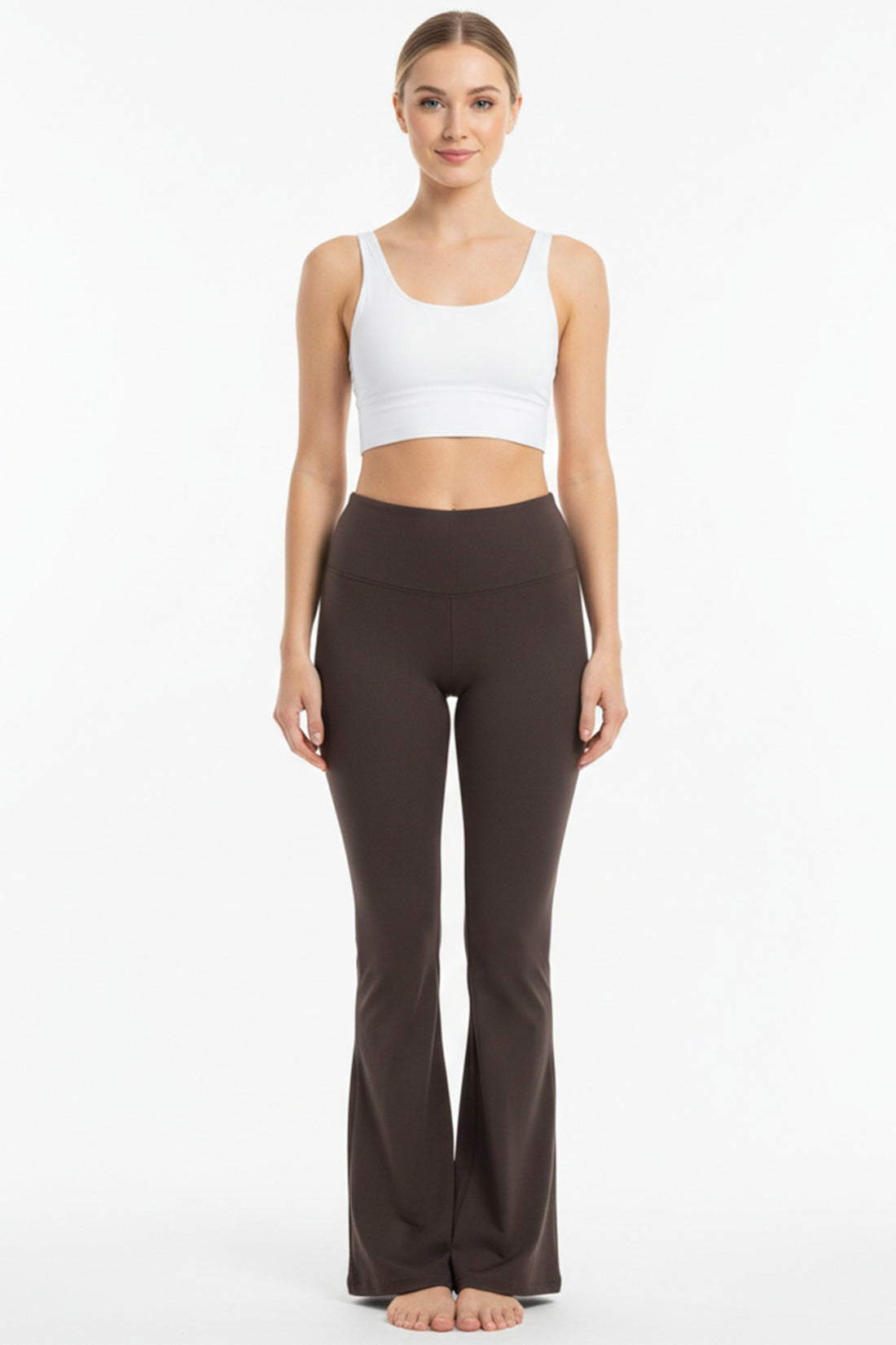 Legging Met Hoge Taille, Uitlopende Pijpen En Split — Bruin