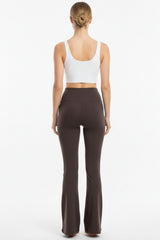 Legging Met Hoge Taille, Uitlopende Pijpen En Split — Bruin